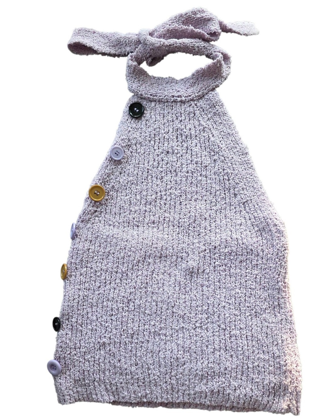 Moon River Lavender Halter Knit Sweater with Mixed Button Detail Size Small